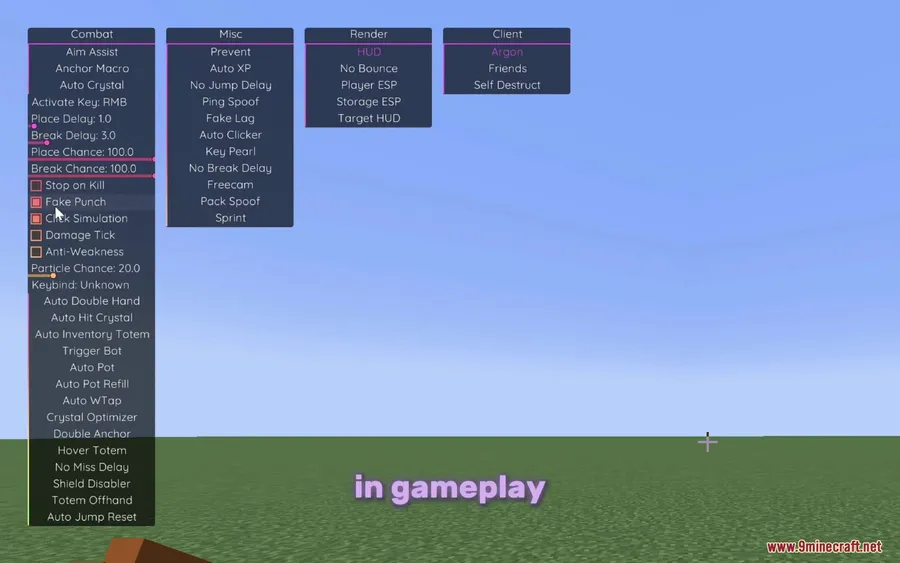 Argon Client Mod screenshot 1 showing mod in action