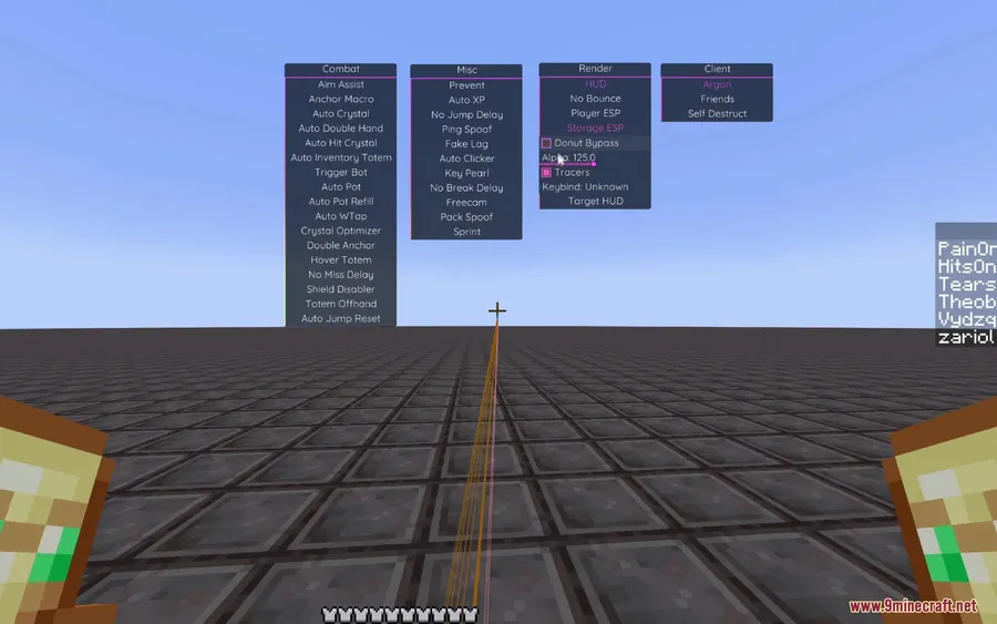 Argon Client Mod screenshot 2 showing mod in action