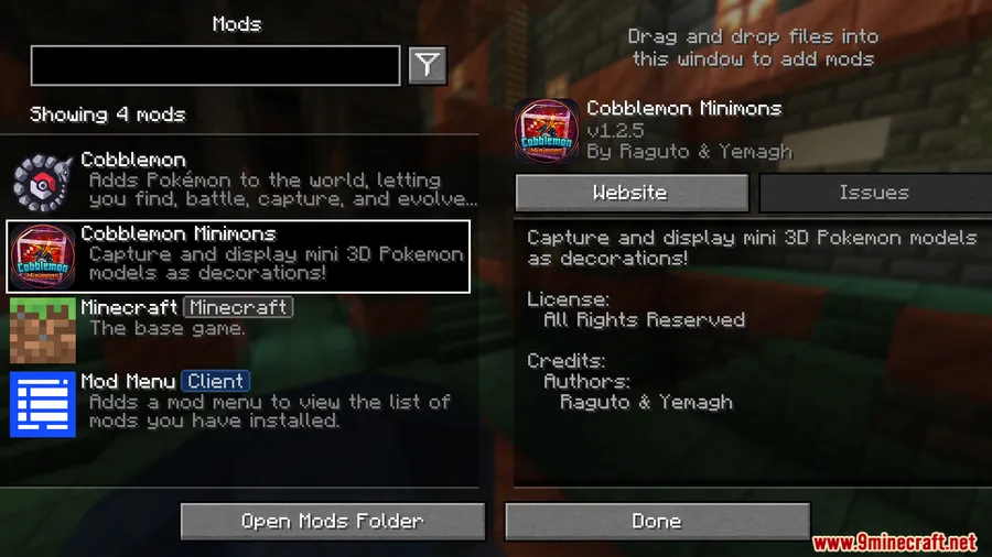 Cobblemon Minimons Mod screenshot 1 showing mod in action