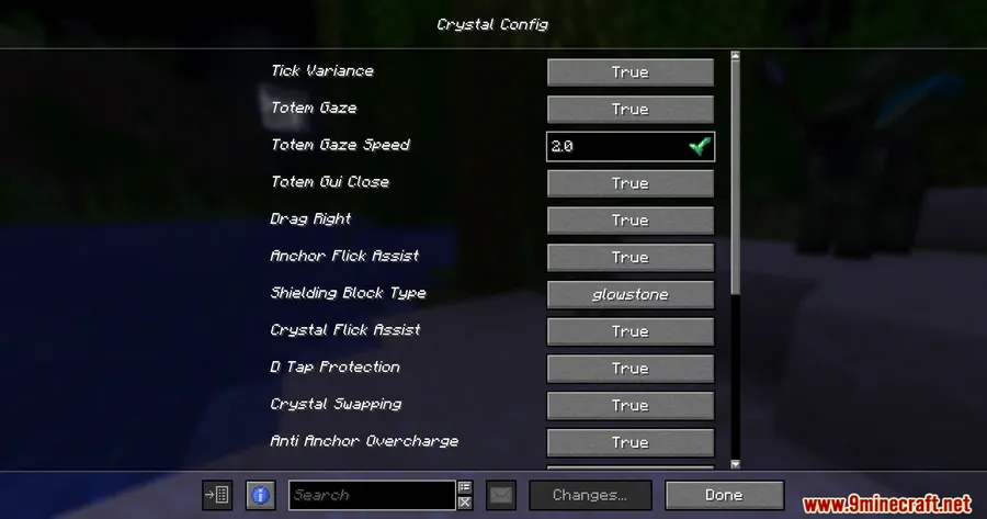 Crystalcore Client Mod screenshot 2 showing mod in action