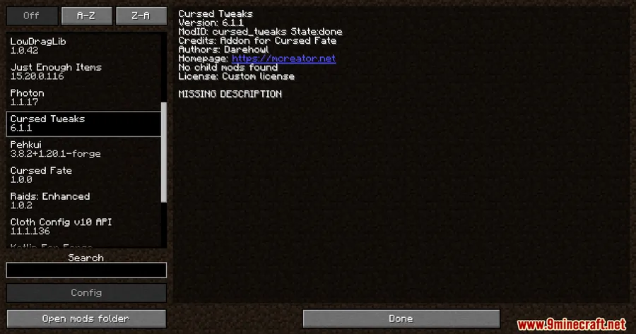 Cursed Fate Cursed Tweaks Mod screenshot 1 showing mod in action