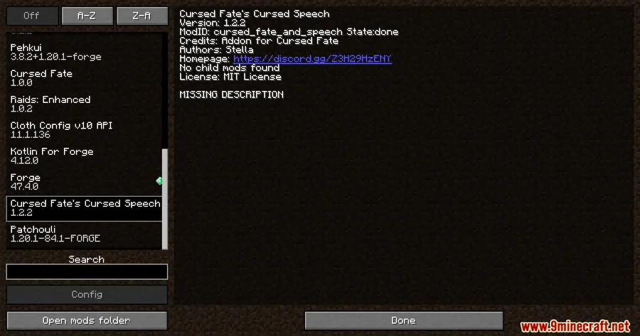Cursed Speech Cursed Fate Addon Mod screenshot 1 showing mod in action
