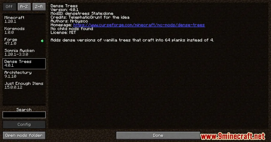 Dense Trees Mod screenshot 1 showing mod in action