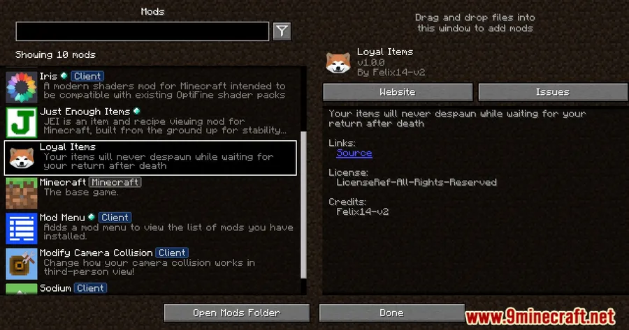 Loyal Items Mod screenshot 1