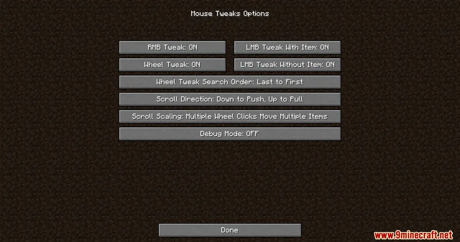 MouseTweaks X Accessories Fix Mod screenshot 4 showing mod in action