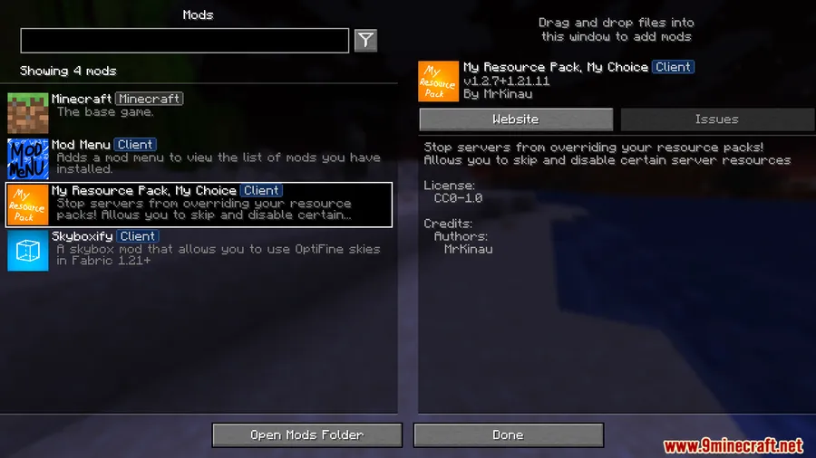 My Resource Pack My Choice Mod screenshot 1 showing mod in action