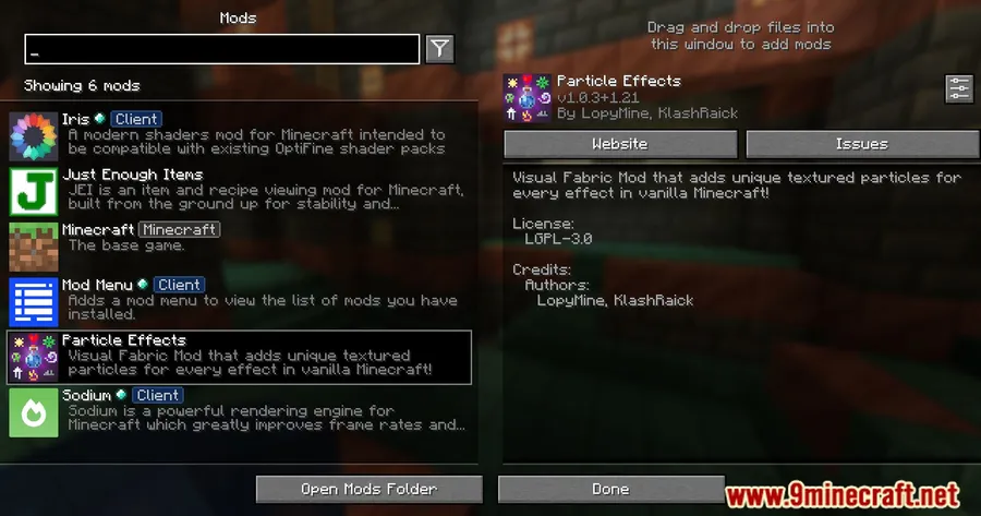 Particle Effects Mod screenshot 1 showing mod in action