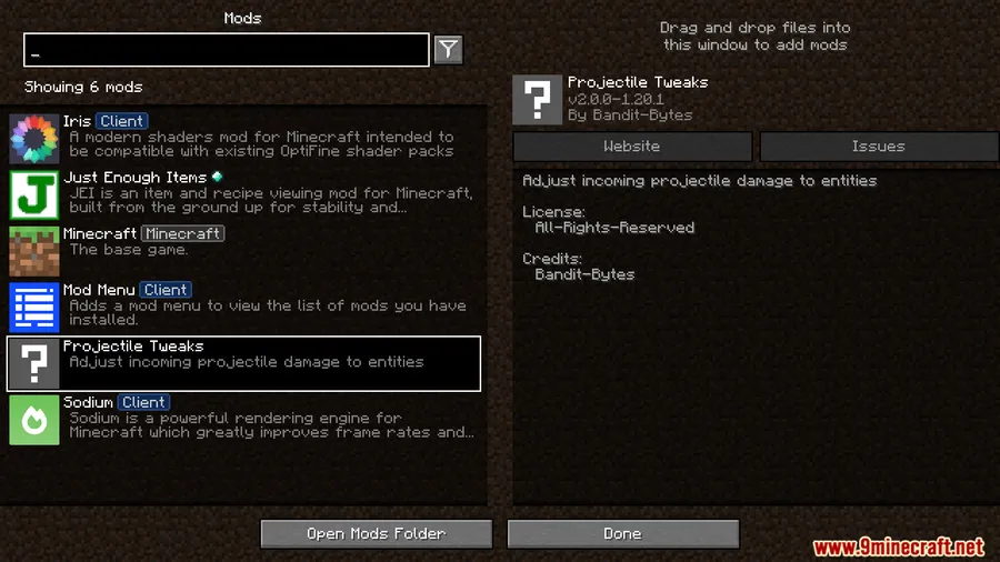 Projectile Tweaks Mod screenshot 1 showing mod in action