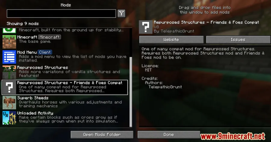 Repurposed Structures Friends And Foes Compat Mod screenshot 1 showing mod in action