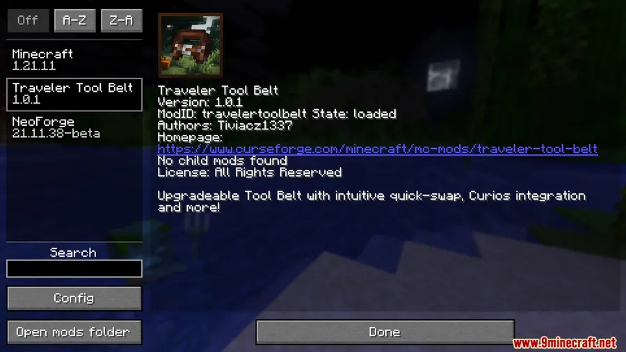 Traveler Tool Belt Mod screenshot 1