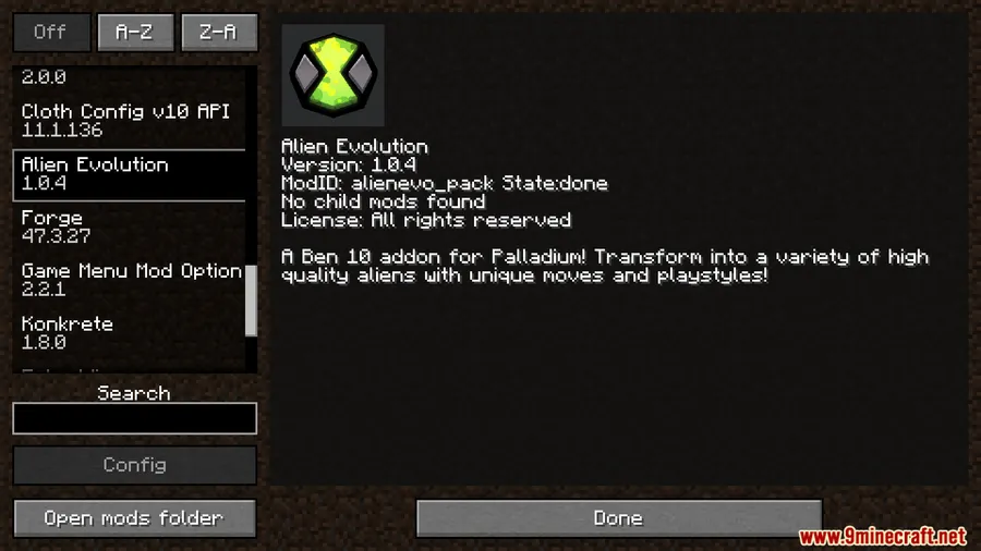 Alien Evolution Mod screenshot 1 showing mod in action