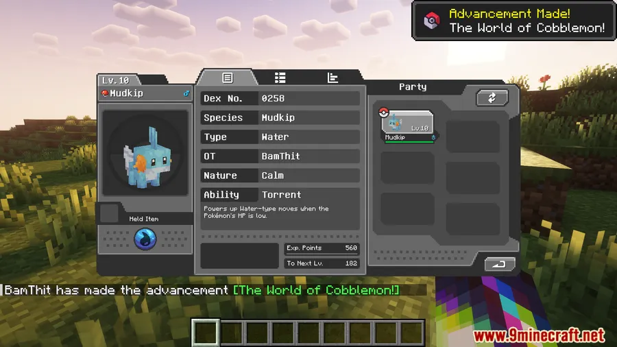 Cobblemon: PlayerXP Mod screenshot 3 showing mod in action