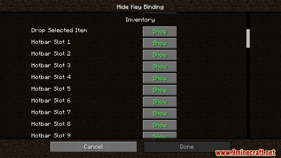 Hide Key Binding Mod screenshot 4 showing mod in action