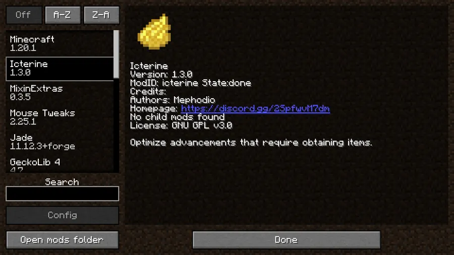 Icterine Mod screenshot 1 showing mod in action