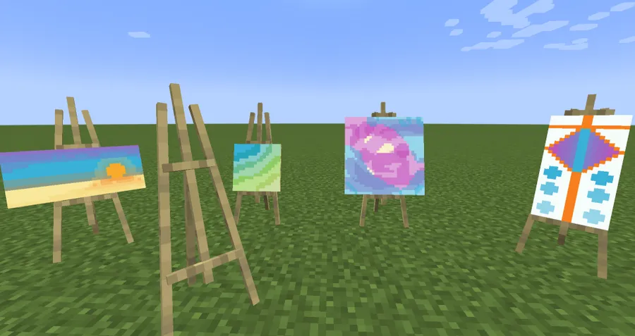 Joy of Painting Mod (1.21.1, 1.20.1) – Mix Colors, Draw Paintings screenshot 2 showing mod in action