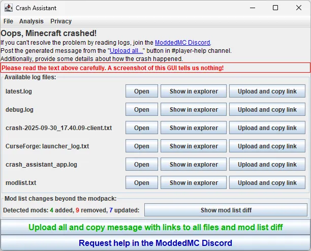 Crash Assistant Mod (26.1-snapshot-11) Screenshot
