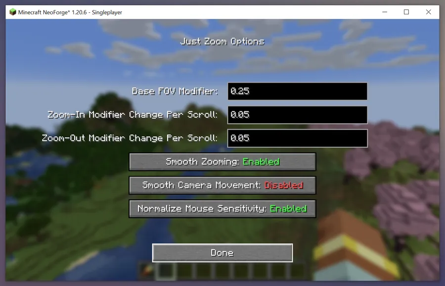 Just Zoom Mod (1.21.11) Screenshot
