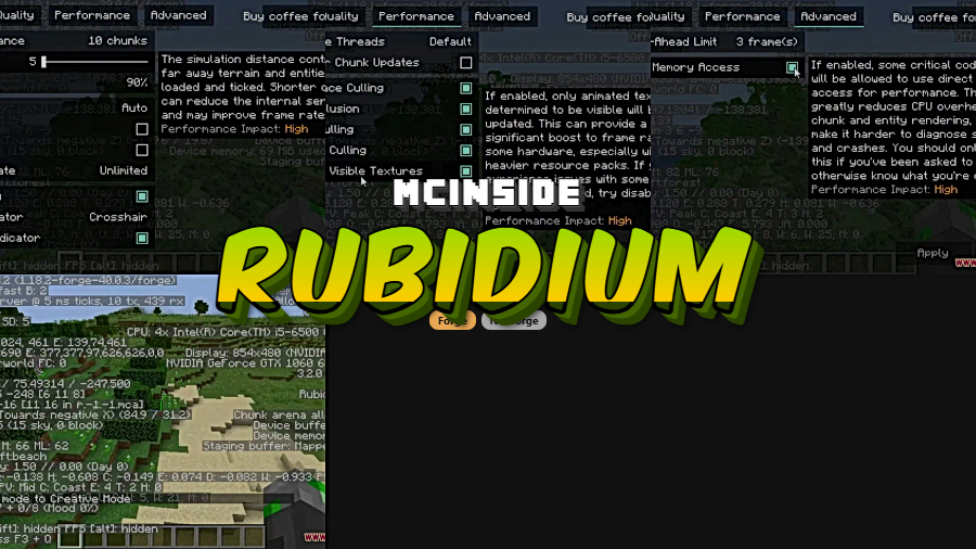Rubidium Mod for Minecraft