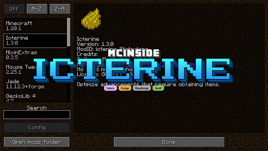 Icterine Mod for Minecraft