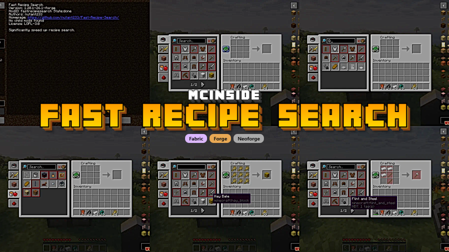 Fast Recipe Search Mod for Minecraft