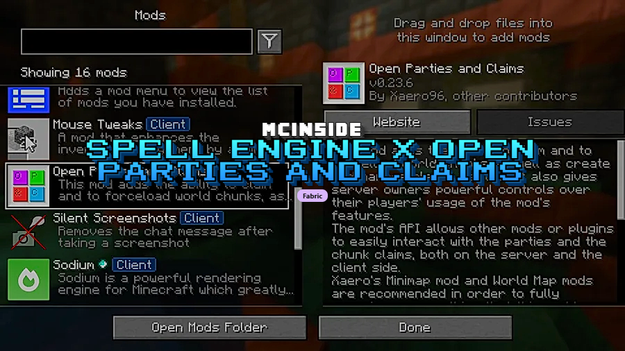 Spell Engine x Open Parties and Claims Mod for Minecraft
