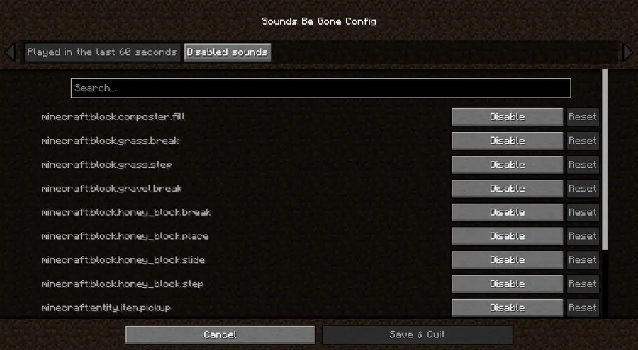 Sounds Be Gone! Mod (1.21.11) Screenshot