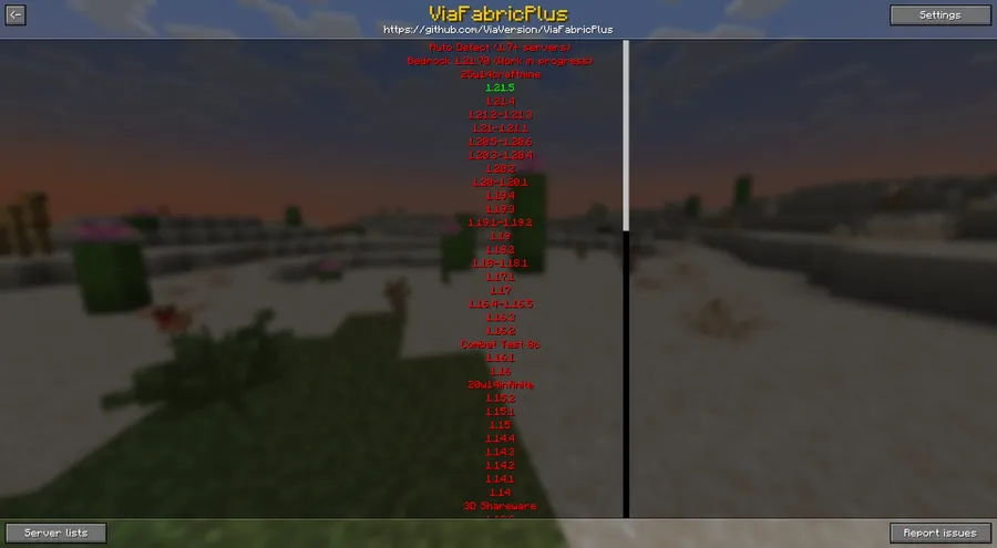 ViaFabricPlus Mod (26.1) Screenshot