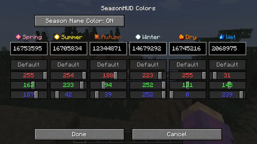 SeasonHud-Fabric Mod (1.21.11) Screenshot