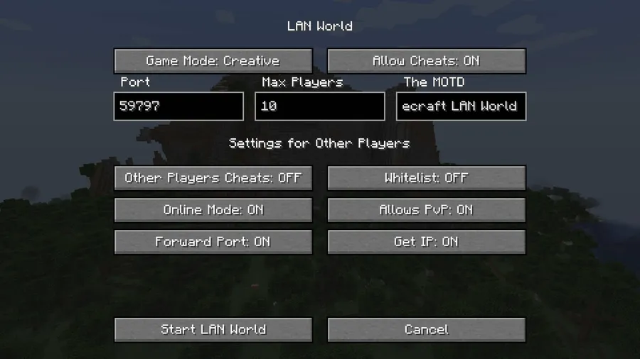 LAN World Plug-n-Play (mcwifipnp) Mod (26.1) Screenshot