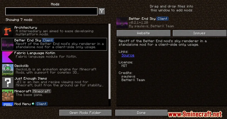 Better End Sky Mod screenshot 1 showing mod in action