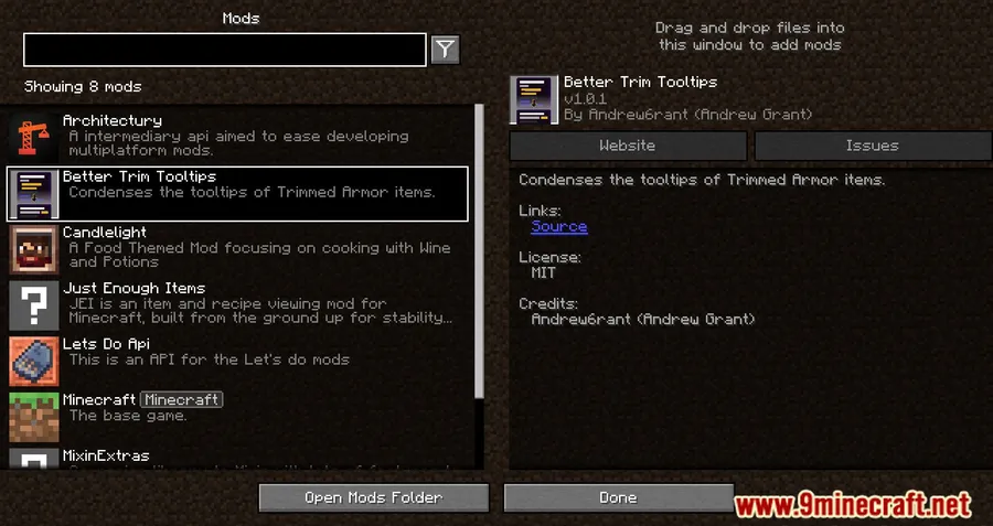 Better Trim Tooltips Mod screenshot 1 showing mod in action
