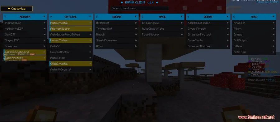 Bnana Client Mod screenshot 1 showing mod in action