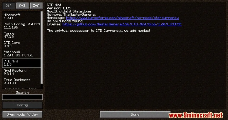 CTD Mint Mod screenshot 1 showing mod in action