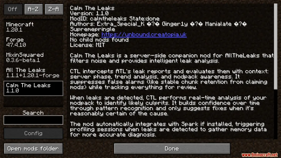 Calm The Leaks Mod screenshot 1