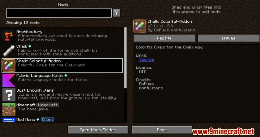 Chalk Colorful Addon Mod screenshot 1