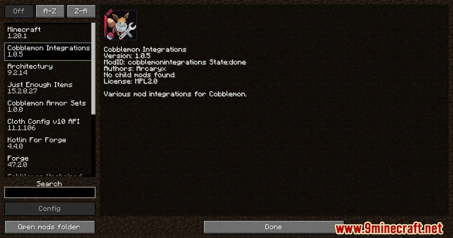 Cobblemon Integrations Mod screenshot 1 showing mod in action