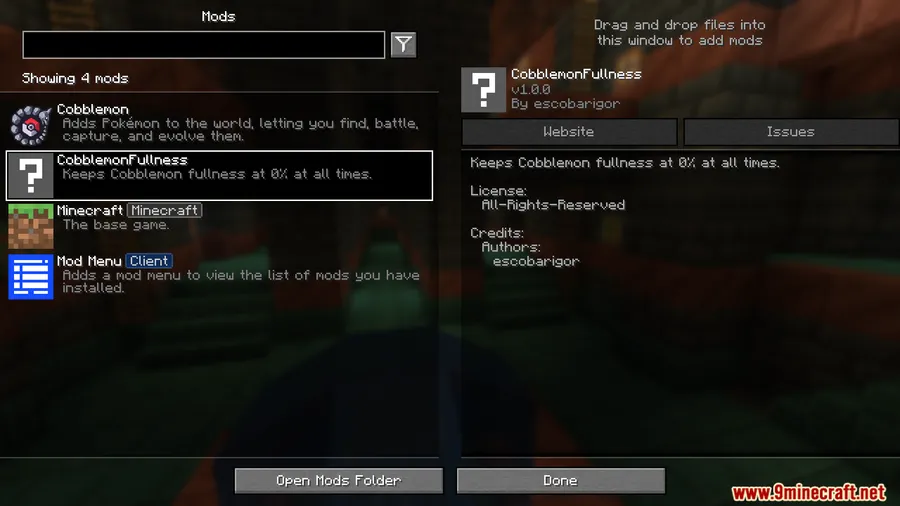 Cobblemon No Fullness Mod screenshot 1 showing mod in action