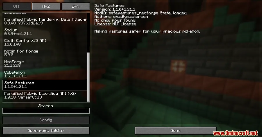 Cobblemon SafePastures Mod screenshot 1 showing mod in action