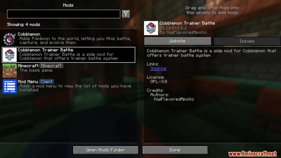Cobblemon Trainer Battle Mod screenshot 1 showing mod in action