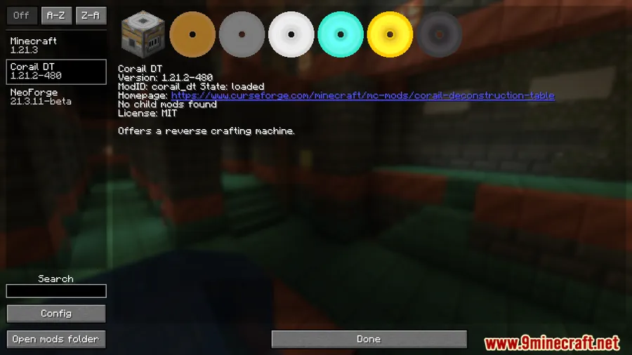 Corail Deconstruction Table Mod screenshot 1