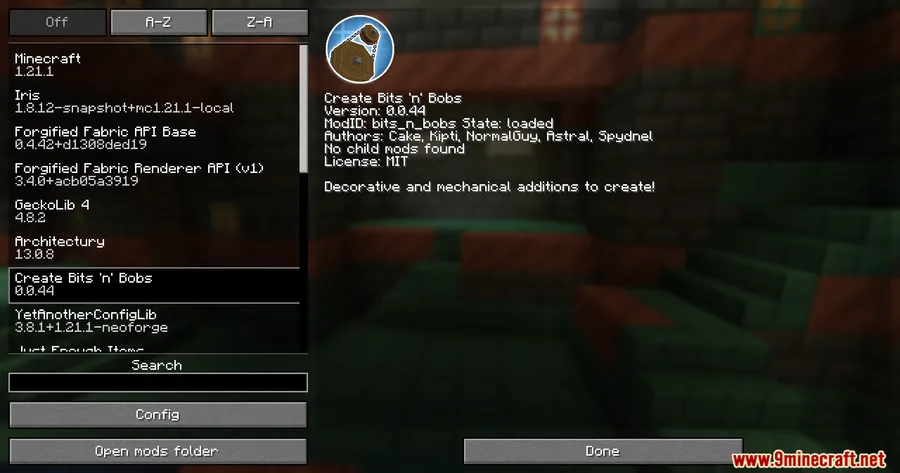 Create Bits 'n' Bobs Mod screenshot 1 showing mod in action