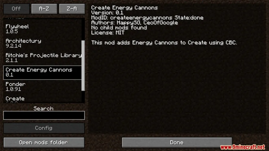 Create Energy Cannons Mod screenshot 1 showing mod in action
