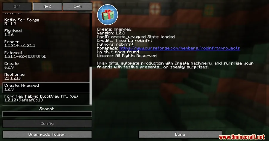 Create Wrapped Mod screenshot 1 showing mod in action