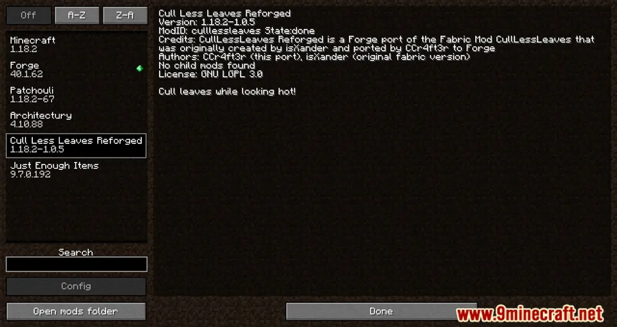 Cull Less Leaves Reforged Mod screenshot 1 showing mod in action