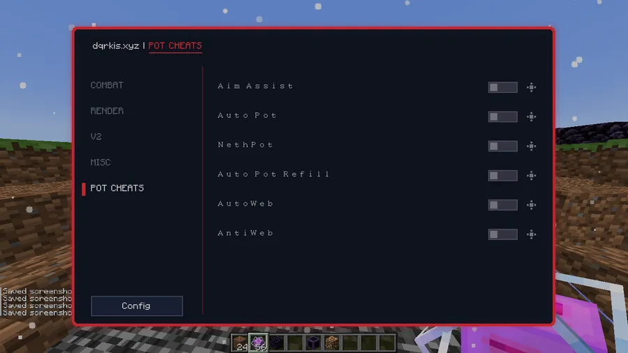 Dqrkis Client Mod screenshot 1 showing mod in action