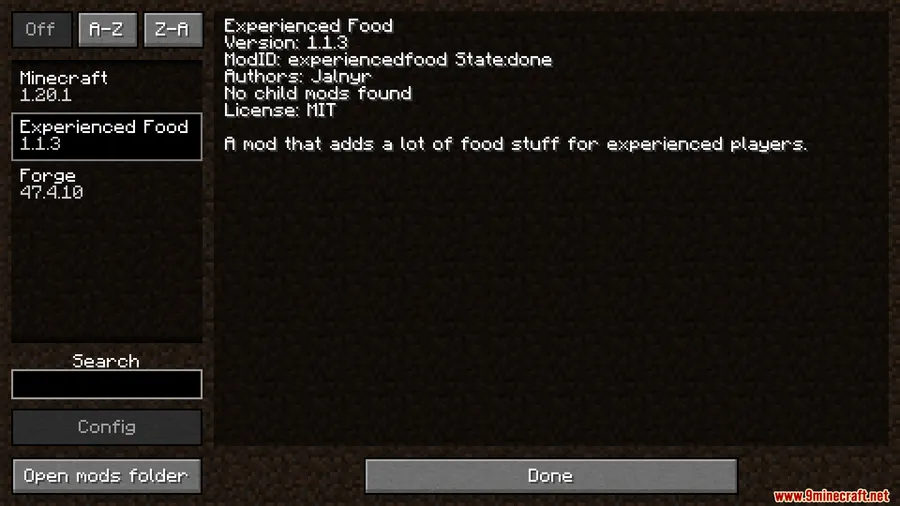 Experienced Food Mod screenshot 1