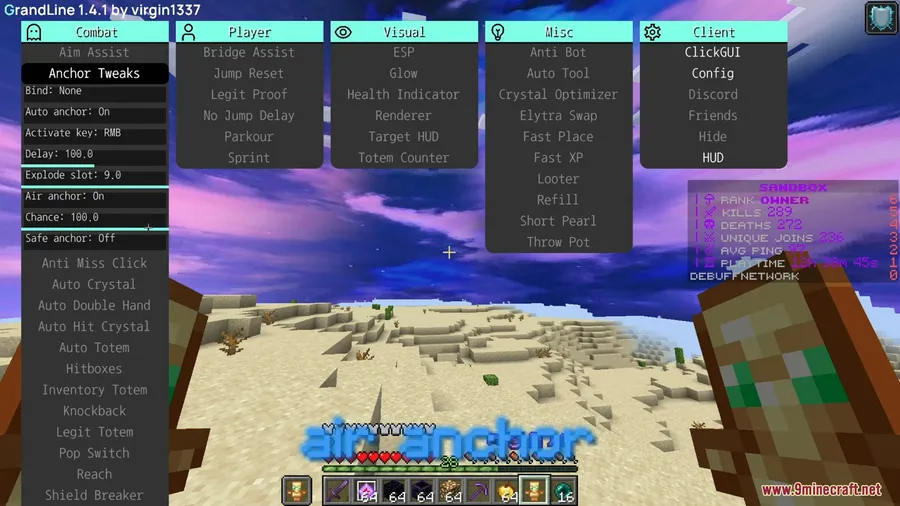 GrandLine Client Mod screenshot 2 showing mod in action