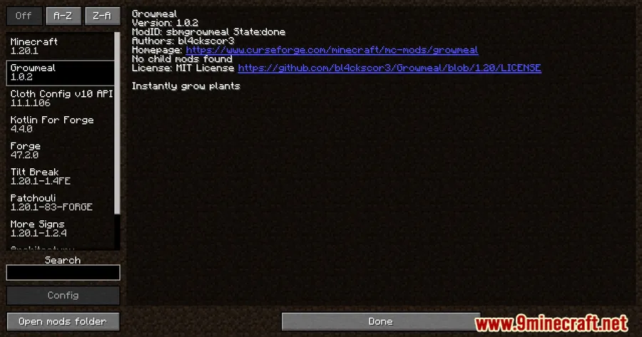 Growmeal Mod screenshot 1 showing mod in action