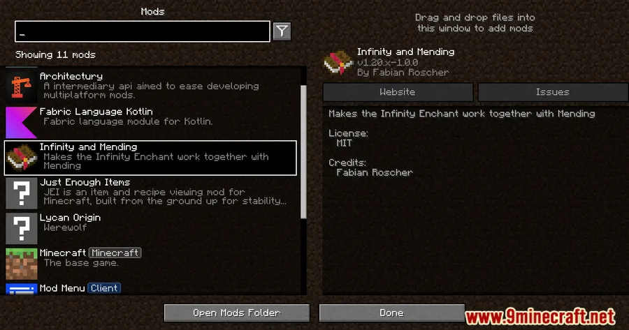 Infinity And Mending Mod screenshot 1