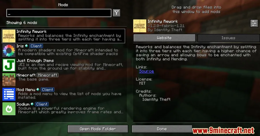Infinity Rework Mod screenshot 1 showing mod in action